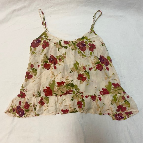 Volcom Floral Flower Flowy Ruffle Tank Spaghetti Straps Spring Summer - Picture 2 of 5